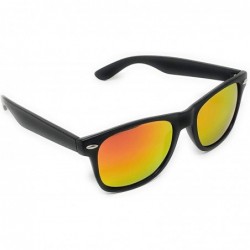 Wayfarer Sunglasses Classic 80's Vintage Style Design - Black- Color Mirror Red - CX18SZZLNZQ $7.54