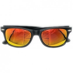 Wayfarer Sunglasses Classic 80's Vintage Style Design - Black- Color Mirror Red - CX18SZZLNZQ $7.54