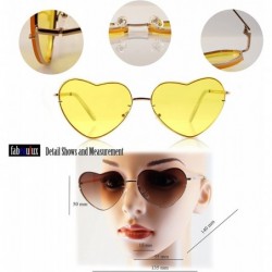 Wayfarer Women's Rimless Metal Tinted/Gradient Flat Lens Heart Sunglasses A024 - Brown Gradient - CD186DZK33I $17.06