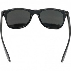 Wayfarer Sunglasses Classic 80's Vintage Style Design - Black- Color Mirror Red - CX18SZZLNZQ $7.54