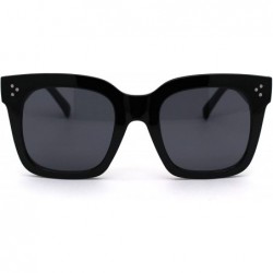 Rectangular Womens Mod Oversize Rectangular Thick Horn Rim Plastic Sunglasses - Black - CA18ZCKWA83 $20.32