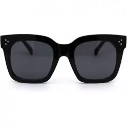Rectangular Womens Mod Oversize Rectangular Thick Horn Rim Plastic Sunglasses - Black - CA18ZCKWA83 $9.50