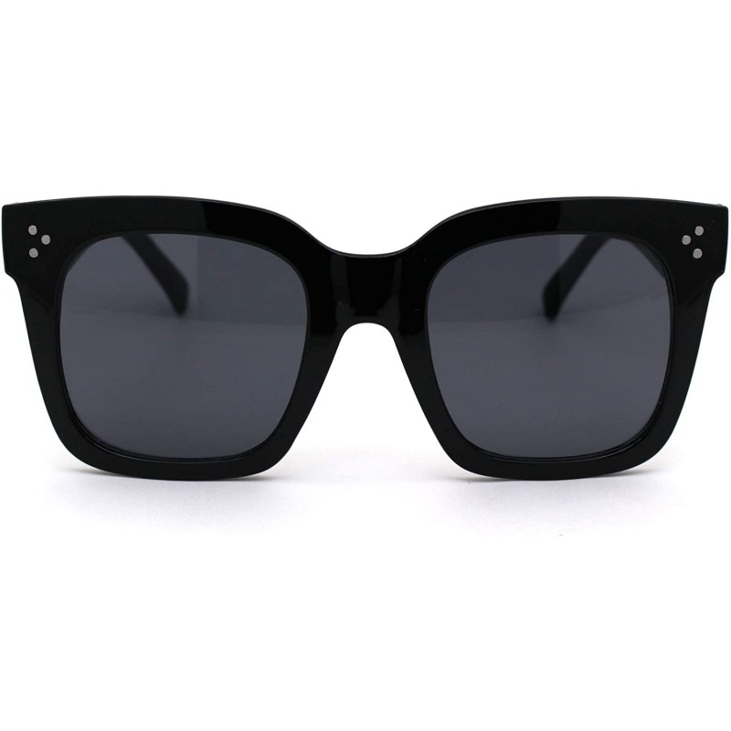 Rectangular Womens Mod Oversize Rectangular Thick Horn Rim Plastic Sunglasses - Black - CA18ZCKWA83 $9.50