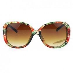 Butterfly Womens Rhinestone Studded Oversize Fashion Plastic Butterfly Sunglasses - Red Green Flower - CQ12NA39KN8 $15.09