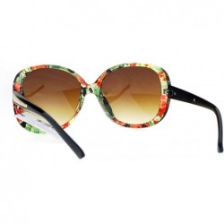 Butterfly Womens Rhinestone Studded Oversize Fashion Plastic Butterfly Sunglasses - Red Green Flower - CQ12NA39KN8 $15.09