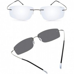 Rimless Rimless Oversized Polarized Sunglasses for Women Men Rectangular Titanium Frameless Fashion Sports Shades - CZ18MHTXW...