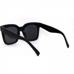 Rectangular Womens Mod Oversize Rectangular Thick Horn Rim Plastic Sunglasses - Black - CA18ZCKWA83 $9.50