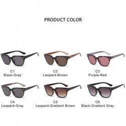 Square Square Sunglasses for Women Rivet Eyeglasses UV400 - C3 Purple Red - C71987AGRKZ $13.80