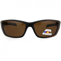 Sport Mens TAC Polarized Lens Classic Warp Sport Performance Plastic Sunglasses - Black Brown - CV18HGH3S6K $14.73