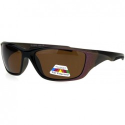 Sport Mens TAC Polarized Lens Classic Warp Sport Performance Plastic Sunglasses - Black Brown - CV18HGH3S6K $14.73