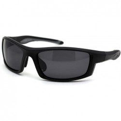Rectangular Mens Polarized Plastic Rim Warp Sport Sunglasses - Matte Black Black - CC18XOTO92X $15.69