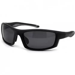 Rectangular Mens Polarized Plastic Rim Warp Sport Sunglasses - Matte Black Black - CC18XOTO92X $26.39