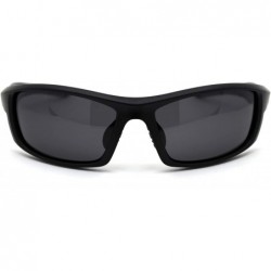 Rectangular Mens Polarized Plastic Rim Warp Sport Sunglasses - Matte Black Black - CC18XOTO92X $15.69