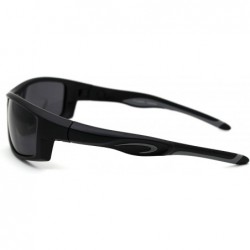 Rectangular Mens Polarized Plastic Rim Warp Sport Sunglasses - Matte Black Black - CC18XOTO92X $15.69