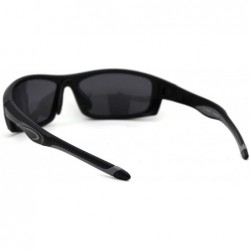 Rectangular Mens Polarized Plastic Rim Warp Sport Sunglasses - Matte Black Black - CC18XOTO92X $15.69