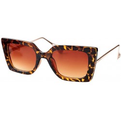 Oversized Anti-Blue Block Light Pearl Inlay Arm Cat Eye Reading Glasses - Leopard Frame / Tea Lens - CY18X5KHAES $25.76