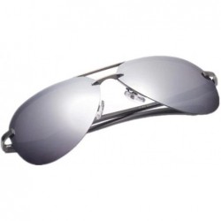 Rimless Men's UV400 Driving Polarized Sunglasses Sports Goggles Glasses - Silver - CG17YSDX9UZ $19.60