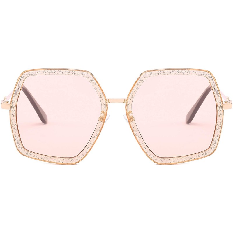 Square Oversized Square Sunglasses for Women Retro Chic Metal Frame UV400 Geometric Brand Designer Shades - CB18SHG9RLC $13.85