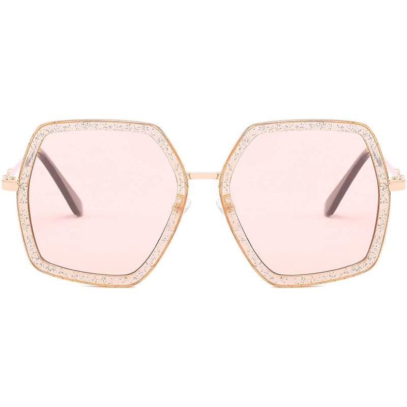 Square Oversized Square Sunglasses for Women Retro Chic Metal Frame UV400 Geometric Brand Designer Shades - CB18SHG9RLC $13.85