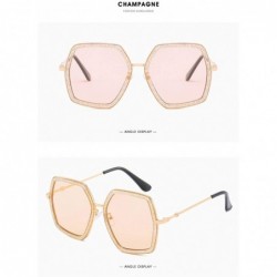 Square Oversized Square Sunglasses for Women Retro Chic Metal Frame UV400 Geometric Brand Designer Shades - CB18SHG9RLC $13.85