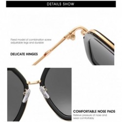 Square Oversized Square Sunglasses for Women Retro Chic Metal Frame UV400 Geometric Brand Designer Shades - CB18SHG9RLC $13.85