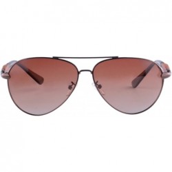 Oval Polarized Sunglasses Men's Metal Frame UV400 Glasses-SG15808182 - 1580 Brown&redsandalwood - C318LTSNIU9 $19.78