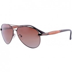 Oval Polarized Sunglasses Men's Metal Frame UV400 Glasses-SG15808182 - 1580 Brown&redsandalwood - C318LTSNIU9 $12.23