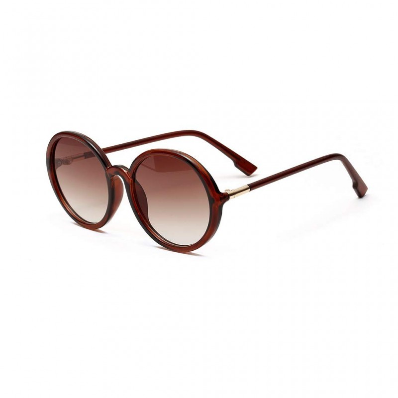 Round 1Pair Semi-metal Round Sunglasses Driving Shades Sun Glasses Gift for Friends - Coffee - CR199QHAANQ $15.58