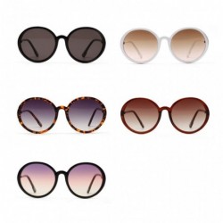 Round 1Pair Semi-metal Round Sunglasses Driving Shades Sun Glasses Gift for Friends - Coffee - CR199QHAANQ $15.58