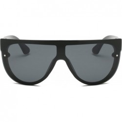 Oversized Women Retro Fashion Round Aviator Oversized Mirrored Sunglasses - Black - CD18I0HYONG $8.14