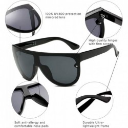 Oversized Women Retro Fashion Round Aviator Oversized Mirrored Sunglasses - Black - CD18I0HYONG $8.14
