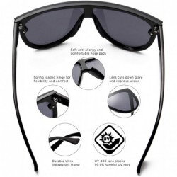 Oversized Women Retro Fashion Round Aviator Oversized Mirrored Sunglasses - Black - CD18I0HYONG $8.14