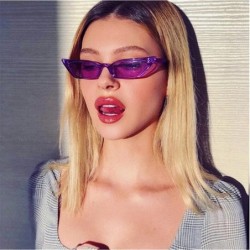 Rimless Women 1990s Fashion Vintage Slim Tiny little Sunglasses - Purple - CZ18CHYMQ63 $9.55