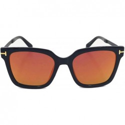 Rectangular Rectangular Sunglasses Colored Mirror Lens Sunglasses for Women 100% UV Protection 3676 - CR18S784L5L $45.29