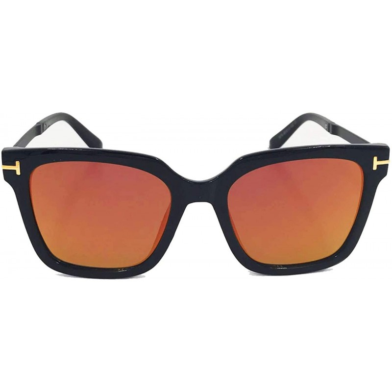 Rectangular Rectangular Sunglasses Colored Mirror Lens Sunglasses for Women 100% UV Protection 3676 - CR18S784L5L $18.23