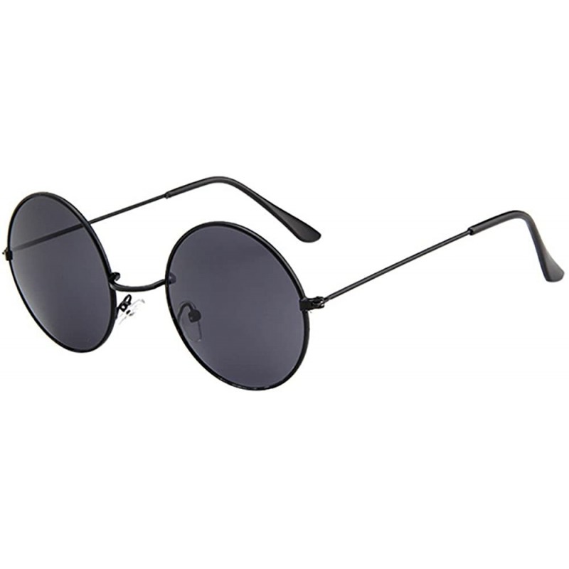 Round Women Men Vintage Retro Glasses Unisex Driving Round Frame Sunglasses Eyewear - Multicolor H - CQ18EQ0AOD7 $6.42