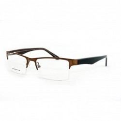Oversized Slim Metal Half Frame Prescription Only Glasses with Spring Hinge - Brown - CP11PA0SY4Z $35.91