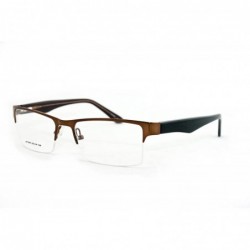 Oversized Slim Metal Half Frame Prescription Only Glasses with Spring Hinge - Brown - CP11PA0SY4Z $16.79