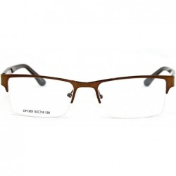 Oversized Slim Metal Half Frame Prescription Only Glasses with Spring Hinge - Brown - CP11PA0SY4Z $16.79