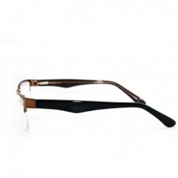 Oversized Slim Metal Half Frame Prescription Only Glasses with Spring Hinge - Brown - CP11PA0SY4Z $16.79
