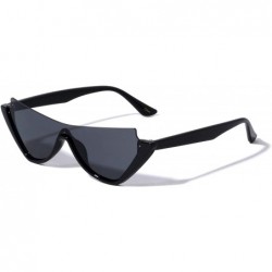 Rimless Semi Rimless Diagonal Top Sharp One Piece Shield Lens Cat Eye Sunglasses - Black - CS1993W7W03 $11.56
