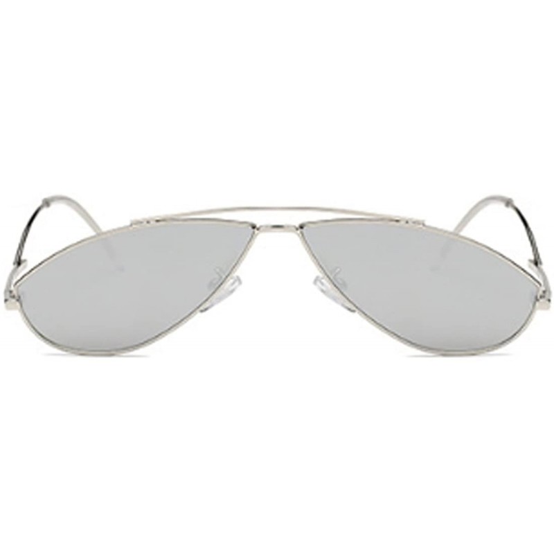 Oval Vintage Fashion Sunglasses Small Metal Frame Vintage Sunglasses - Silver Mercury Tablets - CY18EGXR09X $13.43