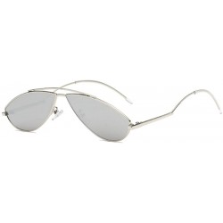 Oval Vintage Fashion Sunglasses Small Metal Frame Vintage Sunglasses - Silver Mercury Tablets - CY18EGXR09X $13.43