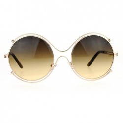 Round Retro Vintage Futurism Oversize Round Gradient Lens Sunglasses - Gold Smoke - CV120QNC2IF $12.40
