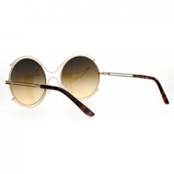 Round Retro Vintage Futurism Oversize Round Gradient Lens Sunglasses - Gold Smoke - CV120QNC2IF $12.40