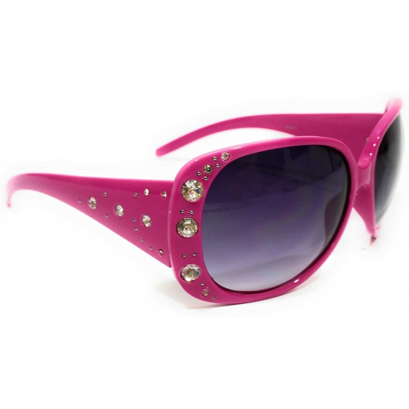 Rectangular Rhinestone Bling Womens Fashion Sunglasses - Pink - C118IZ4QDMA $14.06