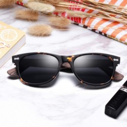 Oversized Polarized Sunglasses Protection Driving Flexible - Rectangular Tortoise Frame Wood Arms & Black Lens - C518U466Q9R ...