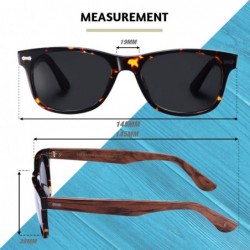 Oversized Polarized Sunglasses Protection Driving Flexible - Rectangular Tortoise Frame Wood Arms & Black Lens - C518U466Q9R ...