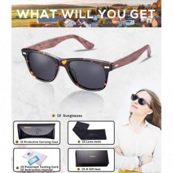 Oversized Polarized Sunglasses Protection Driving Flexible - Rectangular Tortoise Frame Wood Arms & Black Lens - C518U466Q9R ...