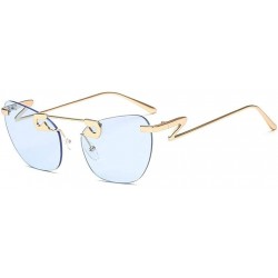 Rimless Retro Cateye Rimless Polarized Sunglasses UV Protection Marine Lens Lightweight Metal Temple Glasses for Women - CS18...